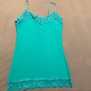 5/$25 Charlotte Russe teal lace trim tank top